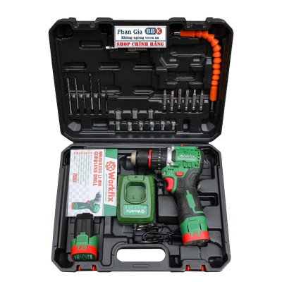 Máy Khoan Dùng Pin WORKFIX  16,8V -  Đầu Kẹp Autolook 10mm Pin 4 Cell bảo hành chính hãƞg