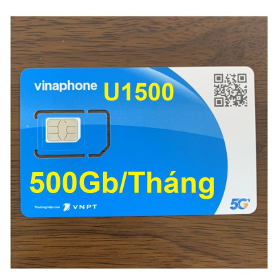 SIM 4G VINAPHONE 500GB/THÁNG - U1500 KHÔNG GIỚI HẠN DATA ( CÓ 500Gb/tháng tốc độ 4G, hết vẫn tiếp tục dùng KHÔNG GIỚI HẠN DUNG LƯỢNG với tốc độ cao 5Mbps) - Hàng chính hãng