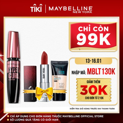 Mascara Dài Mi và Cong Mi Maybelline New York Hyper Curl Waterproof Chuốt Mi Đen Không Lem Không Trôi 9.2ml