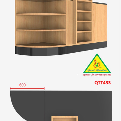 Quầy tính tiền, Bàn thu ngân cho cửa hàng tiện lợi, siêu thị mini QTT433 - NỘI THẤT LẮP RÁP VIENDONGADV