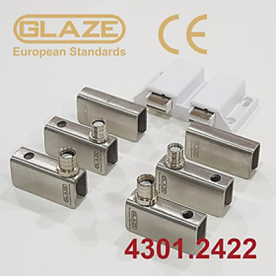 Bản lề kẹp kính 2 cánh , có hít, KT 20*40mm, kính 5-8mm, inox 201 mờ