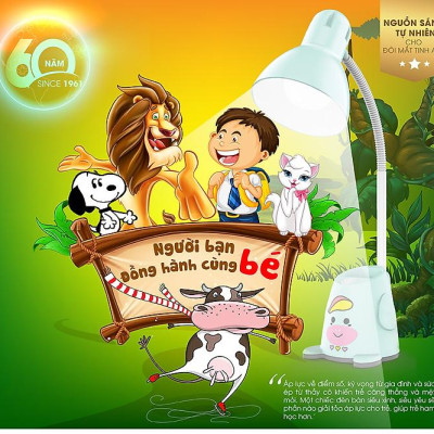 Đèn bàn, đèn LED chống cận thị chính hãng Rạng Đông bóng 5W, thiết kế siêu đáng yêu cho bé (RD-RL-24.V2 5W)