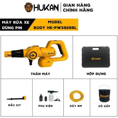 MÁY RỬA XE CHẠY PIN 21V 305W HK-PW3828BL HUKAN  - HÀNG CHÍNH HÃNG