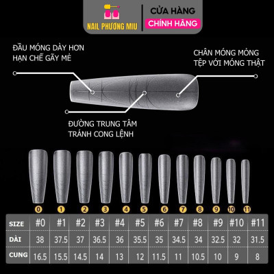 Móng Up Nhám Có Vân Nhiều Size 300 Móng Đa Năng, Siêu Dài, Chia Vạch Làm Nail Chuyên Nghiệp Nhựa Dẻo, Dễ Dũa Theo Form Nữ Women