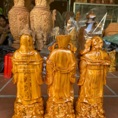 Bộ tượng phật tam đa phúc lộc thọ bằng gỗ huyết long mọng dầu cực đẹp cao 30cm