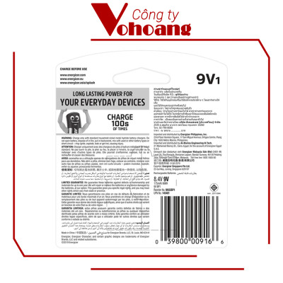 Pin Sạc Energizer 9V 175mAh Chính Hãng