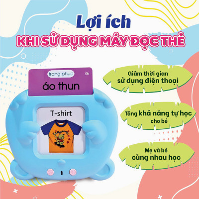 Máy đọc thẻ Flashcard song ngữ anh việt thông minh cho bé 112 thẻ 244 từ vựng KG133 - Hàng chính hãng