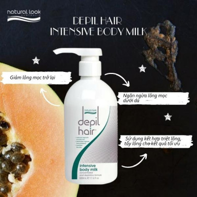 Sữa hỗ trợ giảm mọc lông sau waxing - triệt lông - Natural Look Depil Hair Range Intensive Body Milk