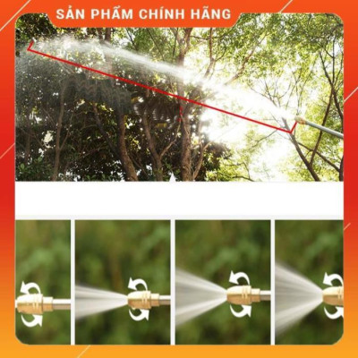 ️ Bộ dây vòi xịt nước rửa xe, tưới cây , tăng áp 3 lần, loại 15m 206701-2 đầu đồng,cút,nối vàng+ đai