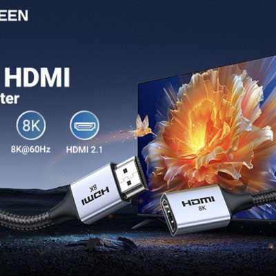 Ugreen UG15518HD165TK 15Cm 8K60Hz 2.1 Cáp nối dài HDMI dây bọc dù - HÀNG CHÍNH HÃNG