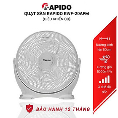 Quạt sàn Rapido RWF-20AFM đường kính 50cm, siêu êm, cao cấp, bảo hành 1 năm - Hàng chính hãng