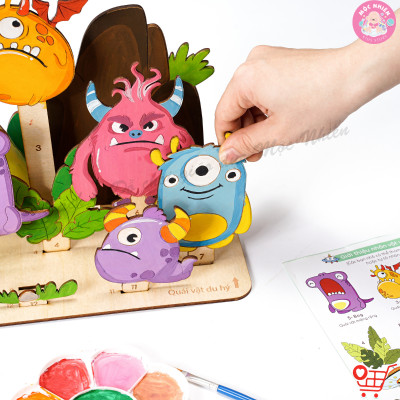 Đồ Chơi Tranh Gỗ Lalala Baby Tô Màu Kèm Màu Nước, Cọ và Truyện Kể I Paint I Play! Cho Bé Từ 3 Tuổi