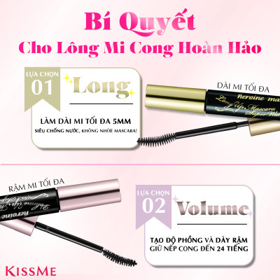 Mascara Chống Trôi Siêu Bền Giúp Nâng Cong Và Dày Mi Tối Đa Kissme Heroine Make Volume Up Mascara Super WP (6 G)