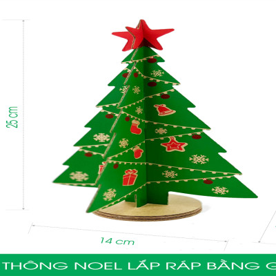 MFK05 - 14x14x25 cm - Cây thông noel lắp ráp bằng giấy carton - Cây thông noel trang trí Giáng Sinh