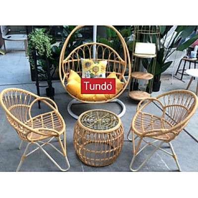 Bộ xích đu song mây XĐ164 Tundo, chất liệu Khung Sắt