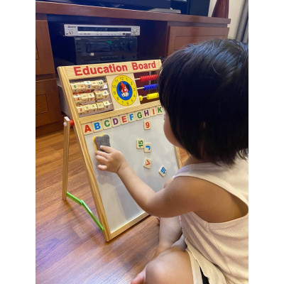 Bảng Ghép Nam Châm 2 Mặt Bằng Gỗ Giúp Bé Học Chữ Và Số (Education Board) 