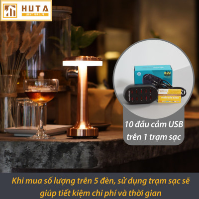Đèn Led Để Bàn Quầy Bar Nhà Hàng HUTA RESDIA1 Cảm Ứng Tích Điện, Điều Chỉnh Ánh Sáng Vàng, Trang Trí Quán Bar, Nhà Hàng, Quán Cà Phê