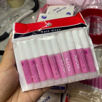 Keo Mini Dán Móng Giả Làm Nail Box, Set 10 Tuýp 2g, Nhanh Khô Tiện Lợi Nhỏ Gọn, Chất Lượng Cao, Dễ Sử Dụng Nữ keo  dán mỏng