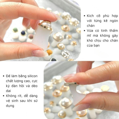 Tách Ngón Lẻ Ngọc Trai Hình Tròn, Hình Cô Gái Cao Cấp Túi 8 Chiếc Làm Nail Tiện Lợi Khi Sơn Và Chụp ảNh, Đế Silicon Đàn Hồi Tốt