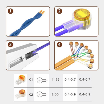 200 cái Rệp K1 Nối Cáp Mạng, Rệp Nối Cáp Thoại chất lượng
