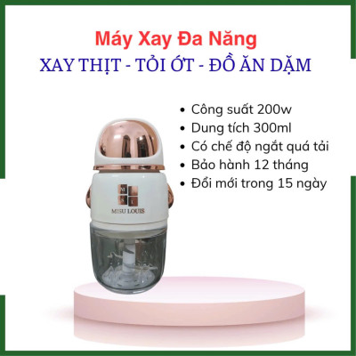 Máy Xay Thịt Đa Năng 300ml Misu Louis – Cối Thủy Tinh, 6 Lưỡi Dao Sắc, Công Suất 200W – Xay Thức Ăn Dặm, Rau Củ, Gia Vị, Tiện Dụng Tại Nhà- HÀNG CHÍNH HÃNG MINIIN