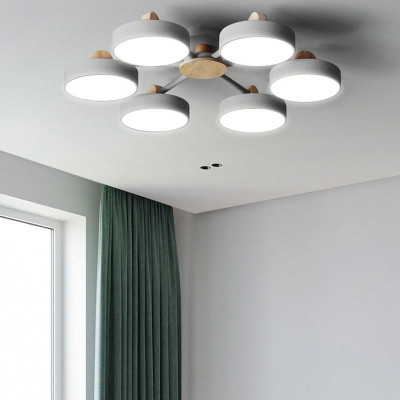 Đèn trần hiện đại MACARON 6 tay với 3 chế độ màu ánh sáng hiện đại