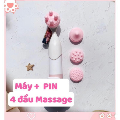 Bút Thẩm Mỹ Mini 208 Mẫu Mới Có 4 Đầu Massage Mặt Thay Thế (Tặng Kèm Pin Theo Máy)