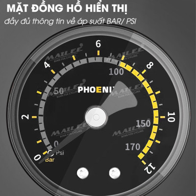 Bơm Chân Mini Di Động FP-9809E cho Xe máy/ xe đạp/ xe ô tô, ống đôi, 170 psi, vỏ nhựa ABS, lõi bơm nhôm, van đa năng 2 lỗ đa dụng - Mai Lee
