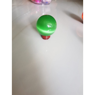 Trái Bi Phong Thủy Xanh Lá Tươi nhỏ vừa đá mắt mèo ánh cao 8cm x đk 6cm đế gỗ may mắn để bàn làm việc may mắn tài lộc hợp mệnh MỘC, mệnh HỎA ạ