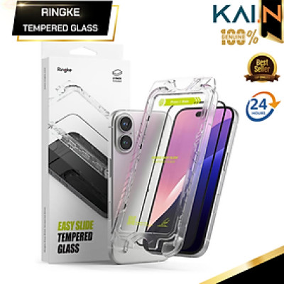 Bộ 2 Kính Cường Lực Kèm Khung Dán dành cho iPhone 16 Pro Max/ 16 Pro/ 16 Plus/ 15 plus/ iphone 16/ 15 RINGKE Easy Slide Tempered_ Hàng chính hãng