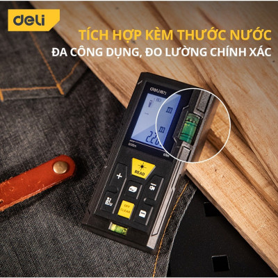 Máy Đo Khoảng Cách Laser Deli Chính Hãng Loại 40m - 120m Đa Năng - Dễ Dàng Sử Dụng Từ Xa - EDL4168