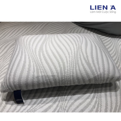 { Tặng Vỏ } Gối Cao Su Than Hoạt Tính Liên Á Oval Grey 45x65x12cm - Cao Su Thiên Nhiên 100%