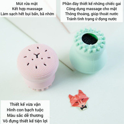 Combo 3 Cọ rửa mặt bạch tuộc tạo bọt rửa mặt sạch lỗ chân lông tẩy tế bào chết - Chính hãng 