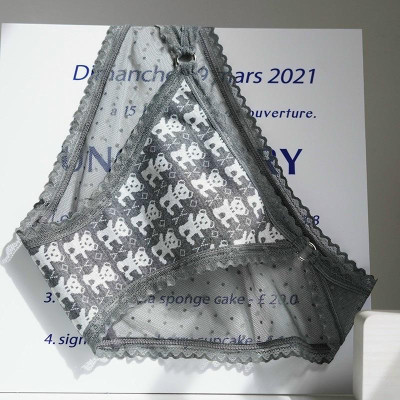 Combo 5 quần lót nữ thun dệt in hình gấu phối ren 409 – Co giãn 4 chiều, siêu mềm mại