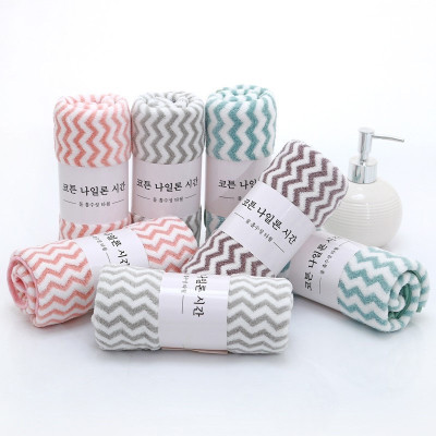 Sét 5 cái khăn lau mặt lông cừu Hàn Quốc .50 x 30cm ,kẻ sọc nhiều màu ,sợi bông mềm mại cao cấp và tiện lợi 