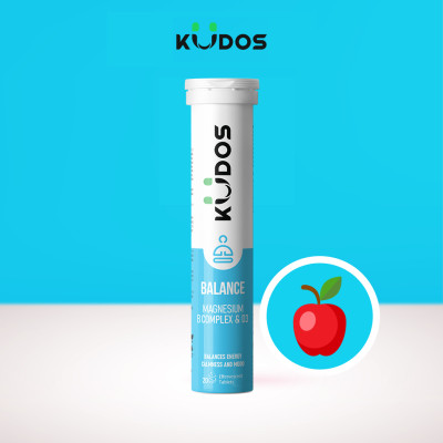 Combo Thực phẩm bảo vệ sức khỏe KUDOS BALANCE MAGNESIUM WITH B VITAMIN COMPLEX & D3 + KUDOS VITAMIN C 1000 MG (20v/tuýp)