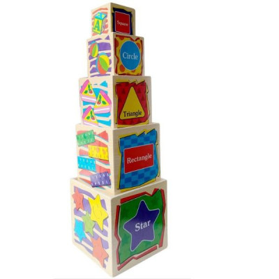 Đồ chơi hộp thả khối gỗ, xếp tháp 5 tầng lớp phát triển tư duy cho bé