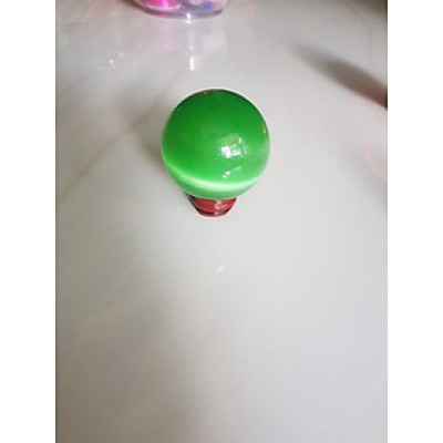 Trái Bi Phong Thủy Xanh Lá Tươi nhỏ vừa đá mắt mèo ánh cao 8cm x đk 6cm đế gỗ may mắn để bàn làm việc may mắn tài lộc hợp mệnh MỘC, mệnh HỎA ạ