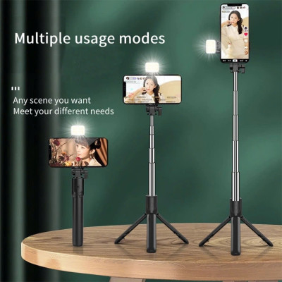 Gậy Selfie Tripod Có Đèn Trợ Sáng – Remote Bluetooth Tiện Lợi, Phù Hợp Mọi Smartphone