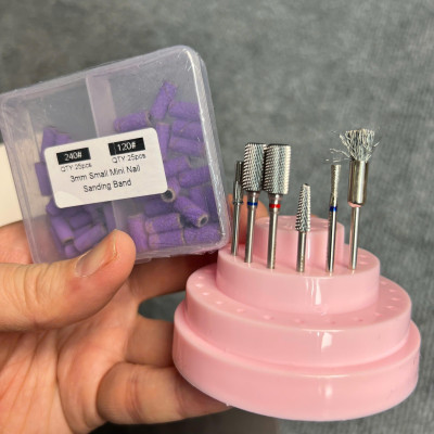Combo 5 Đầu Mài Titan Kèm 50 Nhám Tím Mini 120/240 Tặng Chổi Vệ Sinh Đầu Mài Chuyên Dùng Làm Nail Cá Nhân phá gel