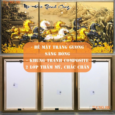 Tranh treo tường Đồng Quê tráng gương pha lê cao cấp trang trí nội thất TA11