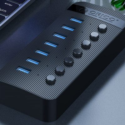 Bộ Chia USB HUB ORICO CT2U3-10AB 10 Cổng USB 3.0 Với Các Cổng Riêng Lẻ- Hàng Chính Hãng