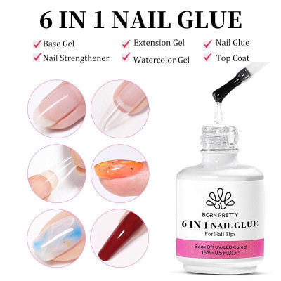 [Cao Cấp] Sơn Gel 6 Trong 1 Born Pretty Chai 15ml Gel Dán Nối Dài Móng Tay, Base 6in1 Liên Kết, Top Loang Màu Sơn Gel Nối Móng Tay Nữ Women