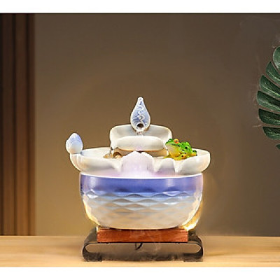 Thác nước phong thủy Bạch Liên Vũ Oa bằng gốm sứ thủ công- Arthouse