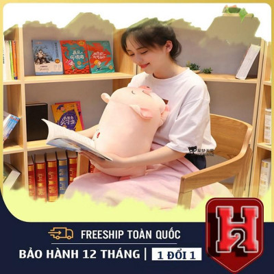 Chăn Gối Văn Phòng 4 Mùa Mềm Mịn Gối Ngủ Kèm Chăn Hình Heo Mắt Hí