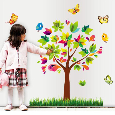 [ Size Lớn ] Decal dán tường kết hợp Cây và các con thú AY639+AY7114