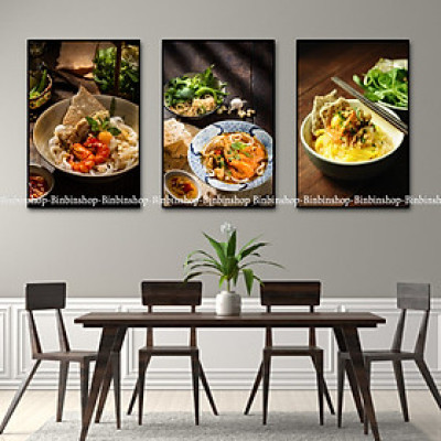 Tranh treo tường tráng gương trang trí quán mì quảng tặng kèm đinh treo