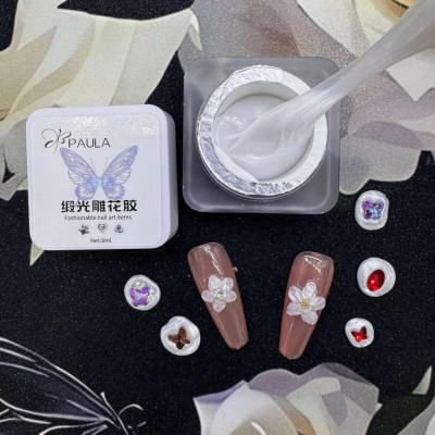 Gel Nặn Khô Trắng Ánh Ngọc Trai PAULA Hũ 8ml Mềm Dẻo Dễ Tạo Hình Trang Trí Móng Chuyên Làm Nail Nữ Women