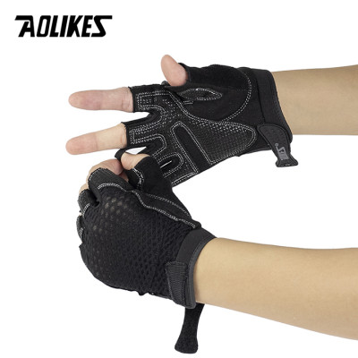 Găng tay hở ngón Nam - Nữ tập gym Aolikes AL110