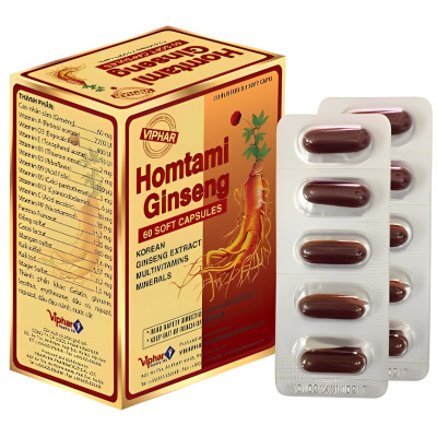 Viên bồi bổ sức khỏe nhân sâm và khoáng chất HOMTAMIN Ginseng Vinaphar Hộp 60 viên